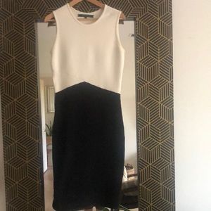 Timo Weiland Ribbed Colorblock Dress, Black/White, Small